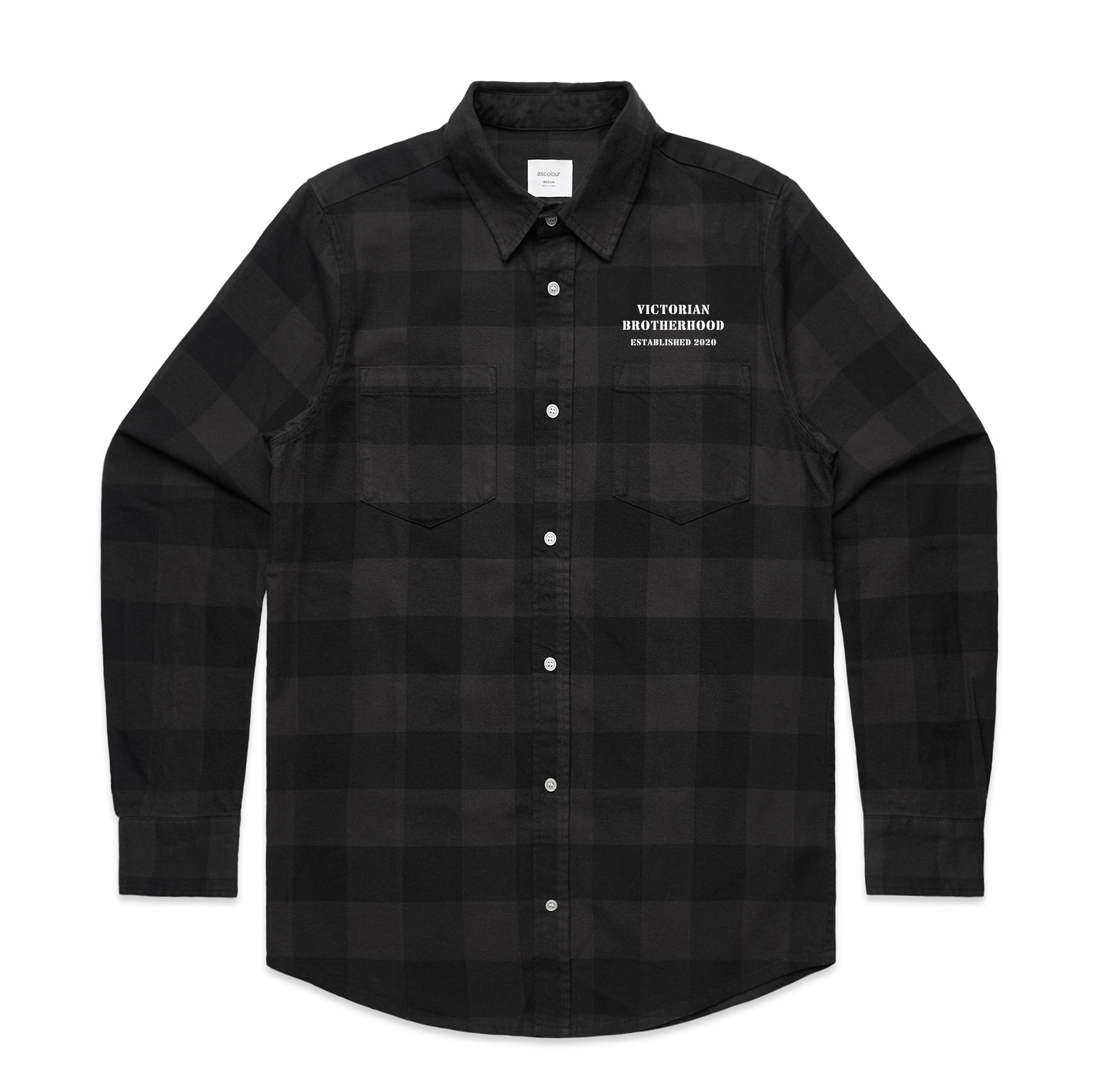 VICTORIAN BROTHERHOOD MENS CHECK SHIRT DESIGN 2 - COAL/BLACK